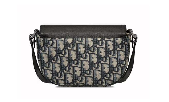 Dior Mini Saddle Messenger Bag with Flap Beige and Black Dior Oblique Jacquard with Black