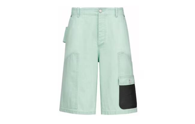 Dior x Stone Island Cotton-Blend Satin Bermuda Shorts Light Green