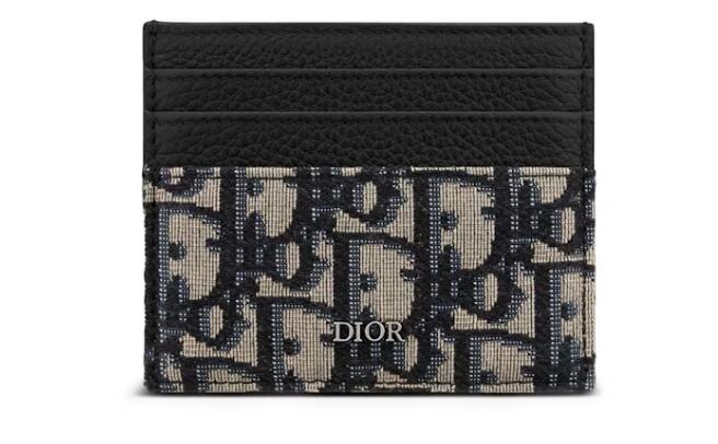 Dior Oblique Jacquard (6 Slot) Card Holder Beige Black