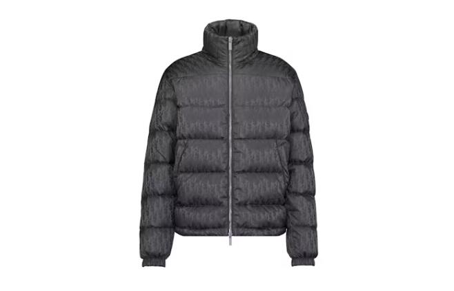 Dior Oblique Down Jacket Gray Technical Jacquard