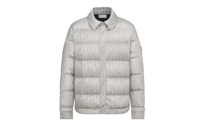 Dior Oblique Quilted Jacket Gray Technical Jacquard