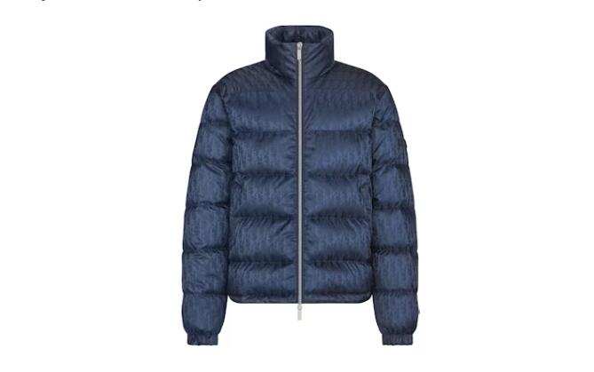 Dior Oblique Down Jacket Navy Blue Technical Jacquard